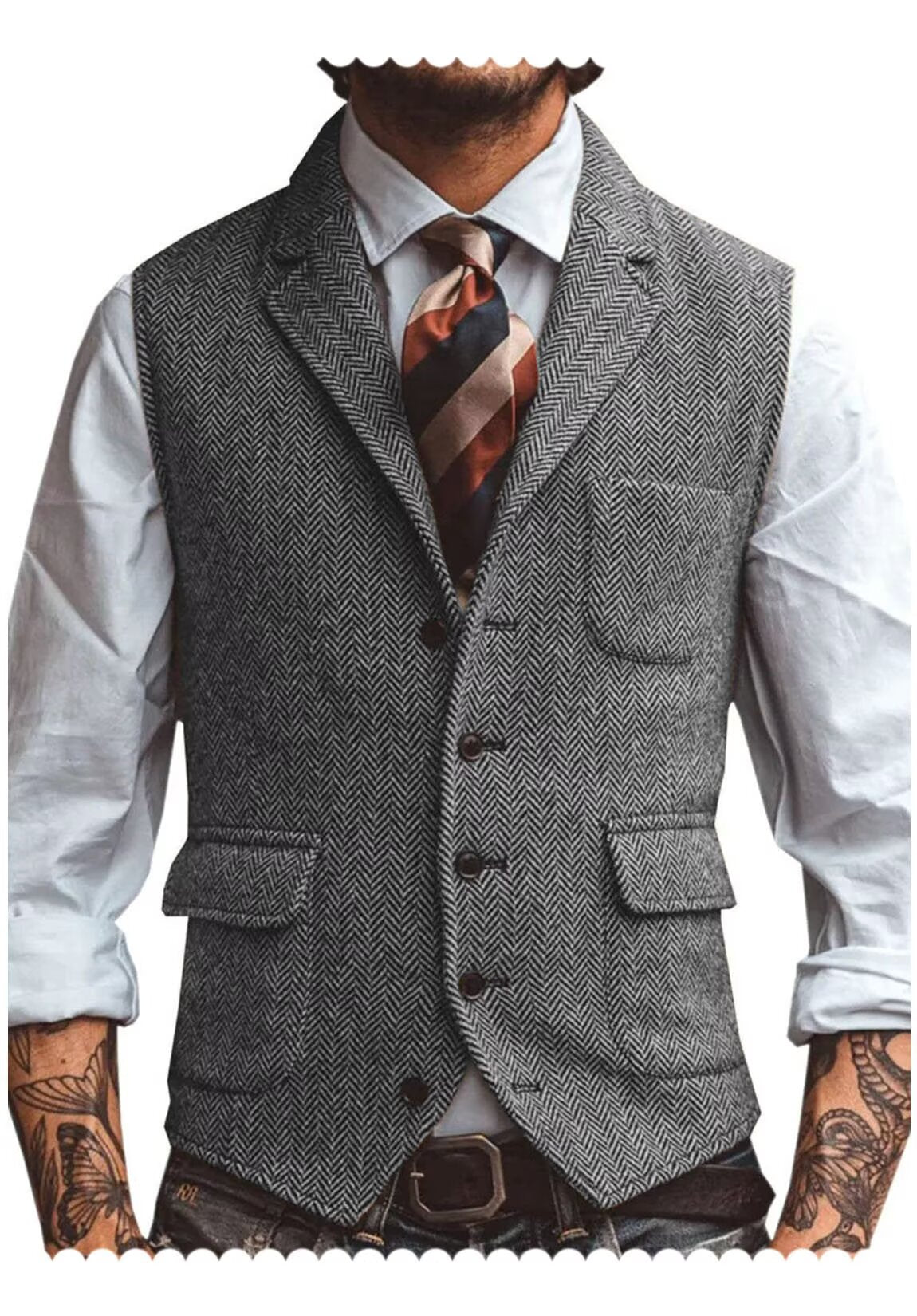 Men's gray tweed vest