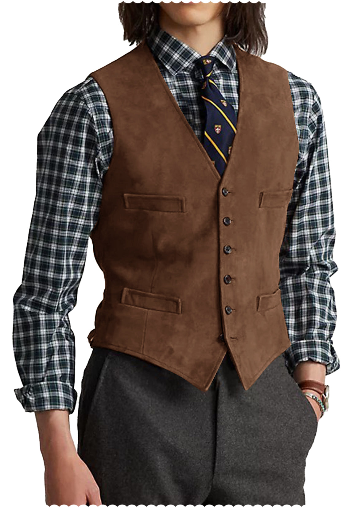 Men's brown suede vest 