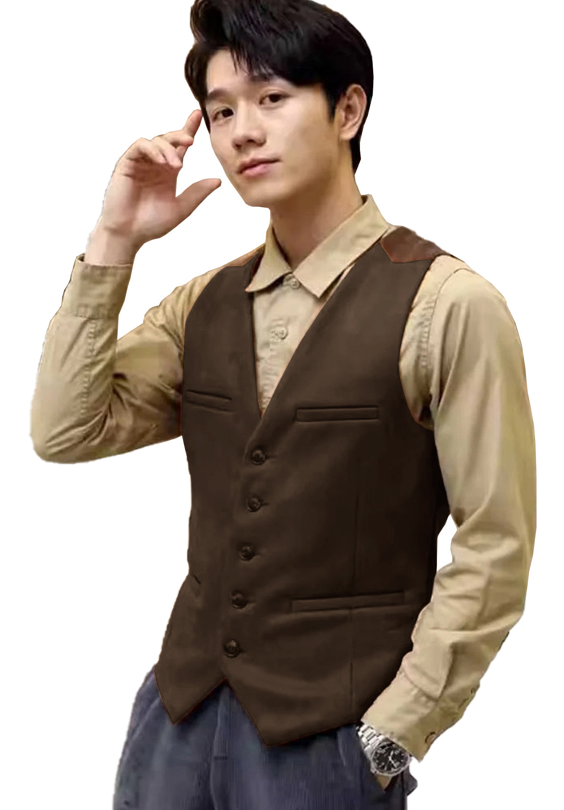 Men's brown suede vest 