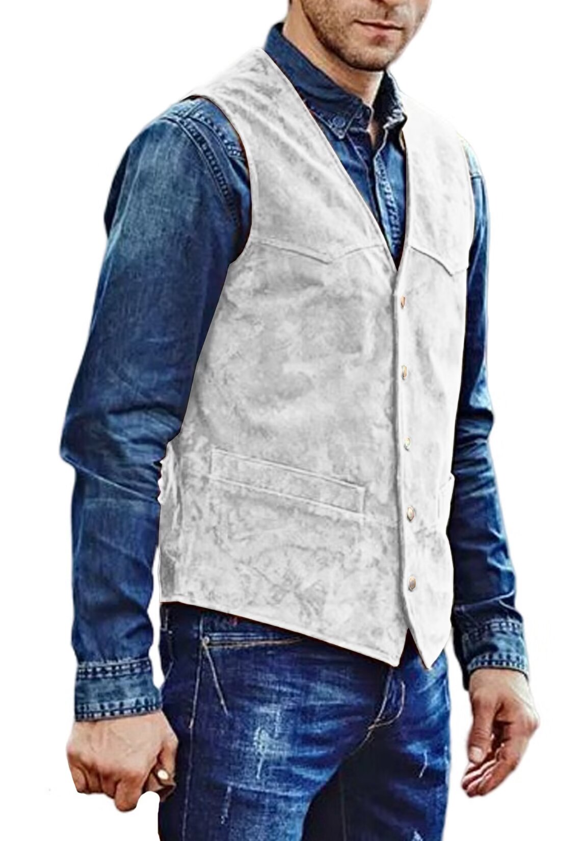 Men's white suede vest 