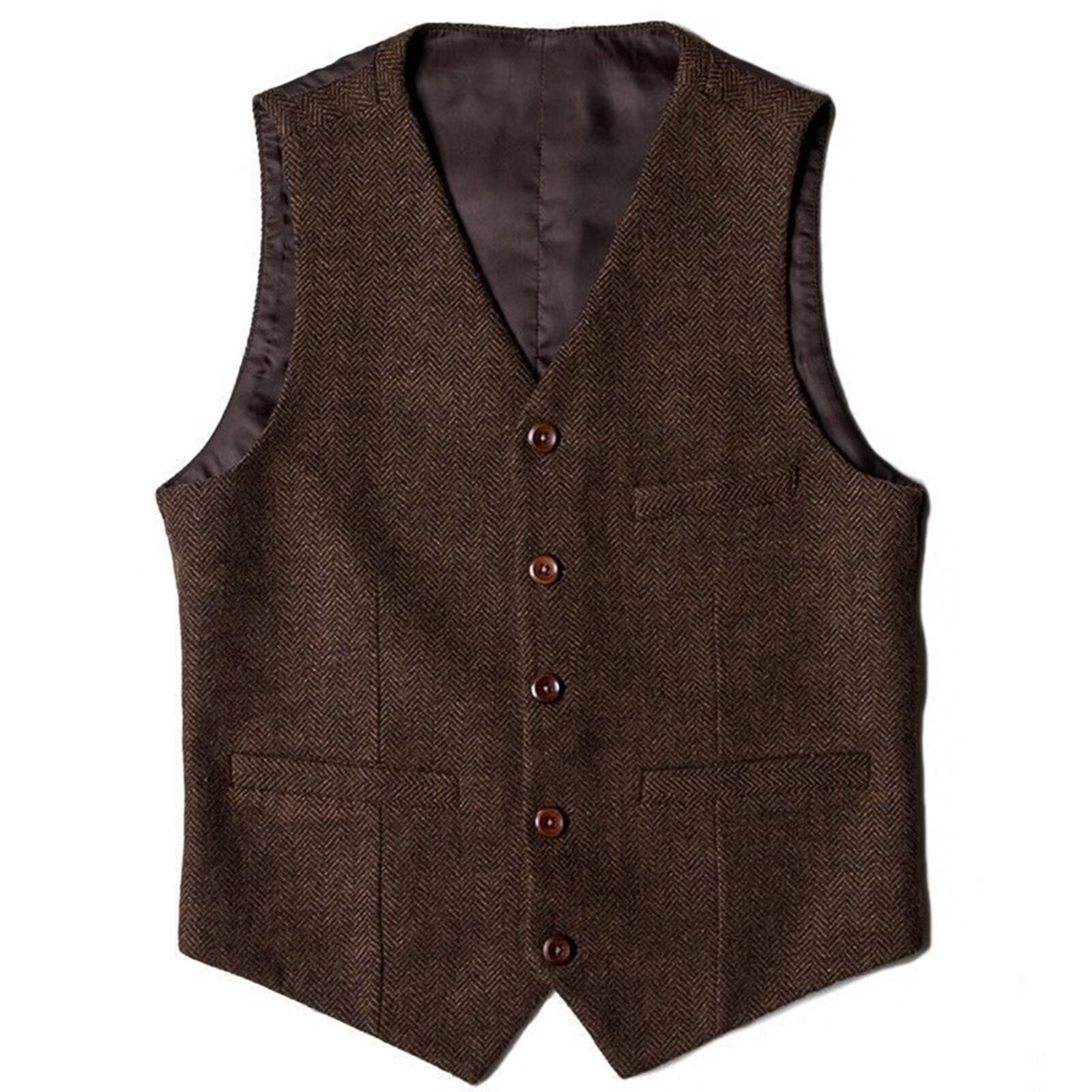 Men's brown tweed vest 