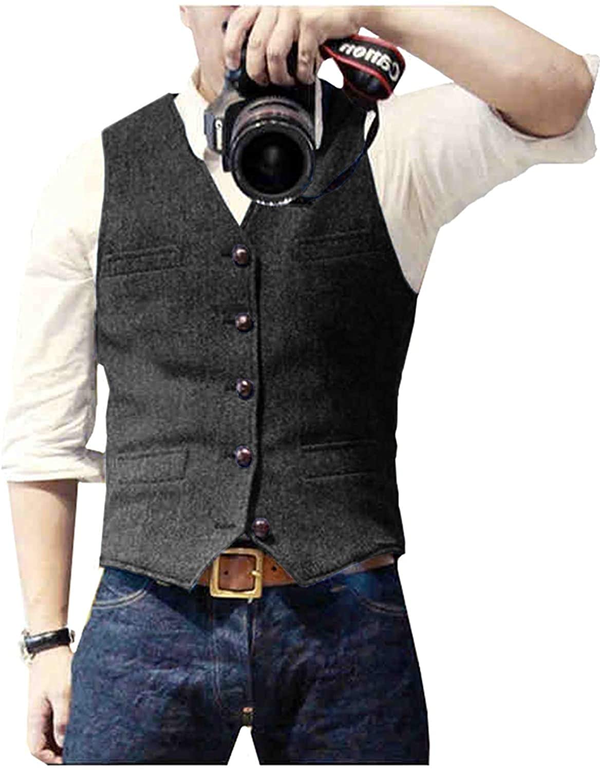 Men's black tweed vest 