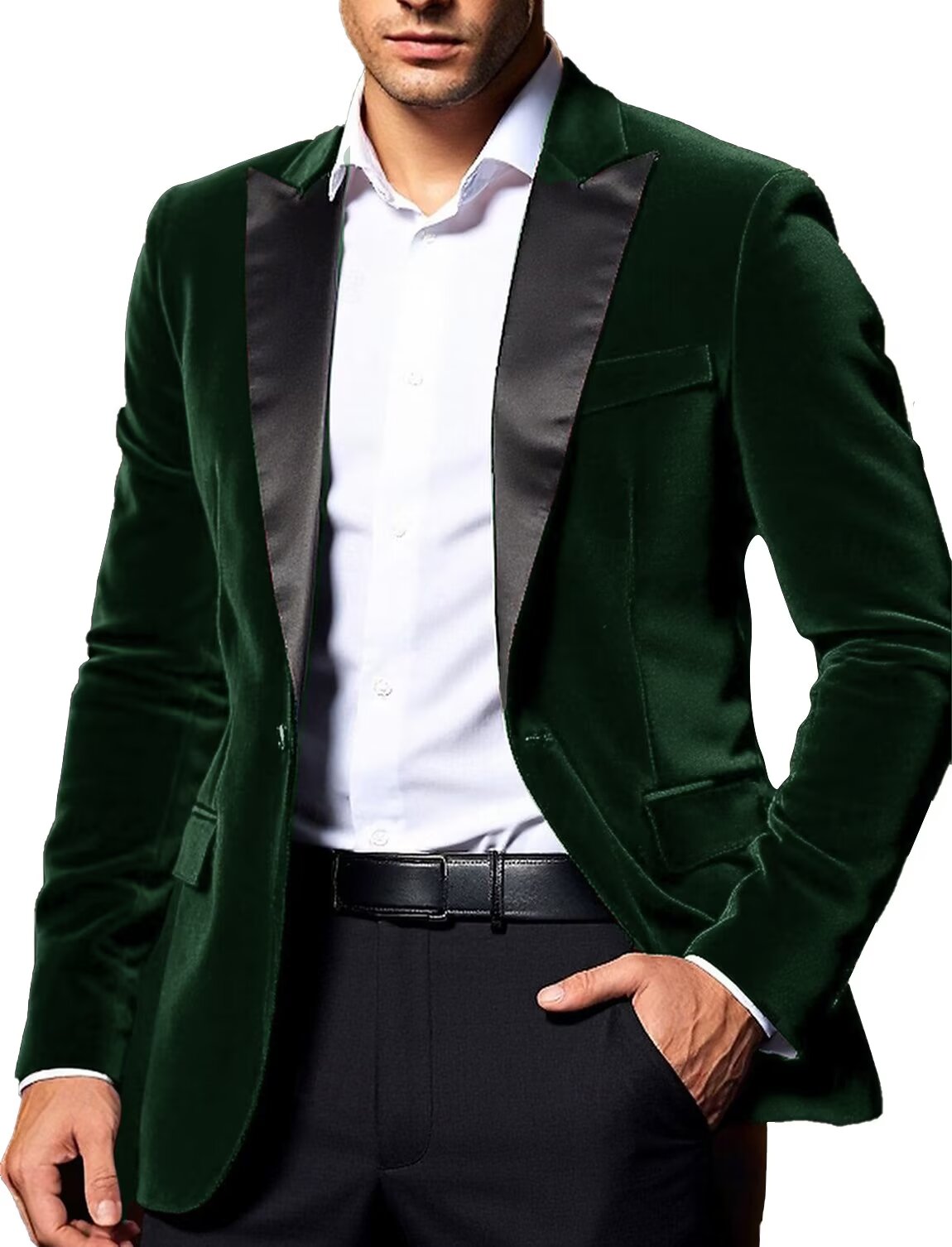 Men's green velvet jacket