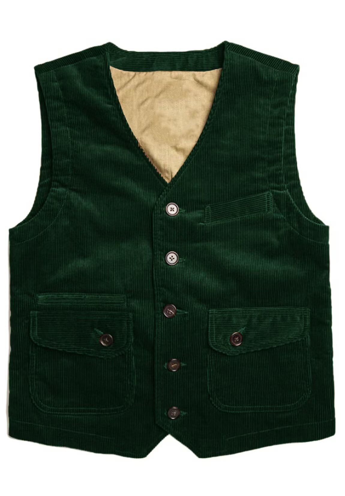 Men's green corduroy vest  