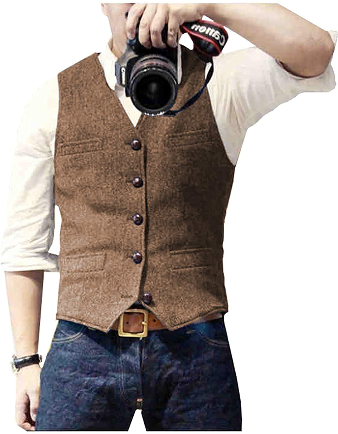 Men's brown tweed vest 