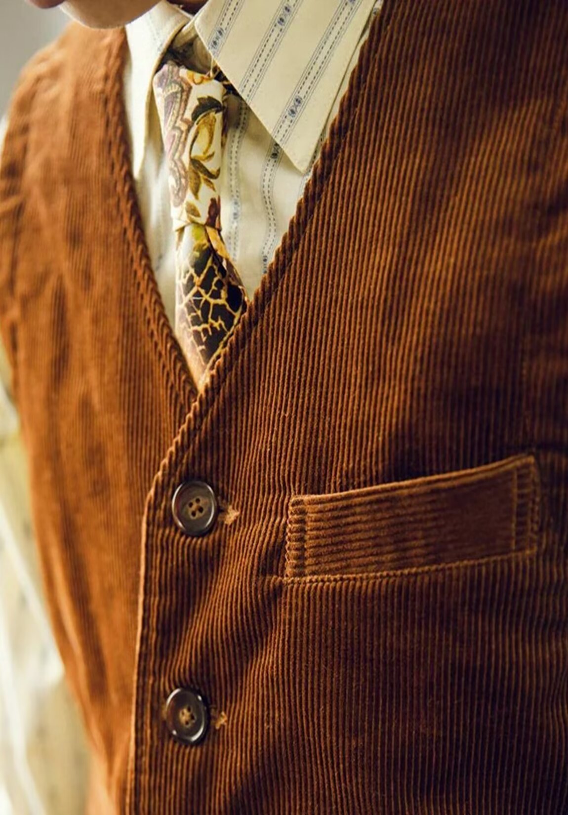 Men's navy blue corduroy vest 