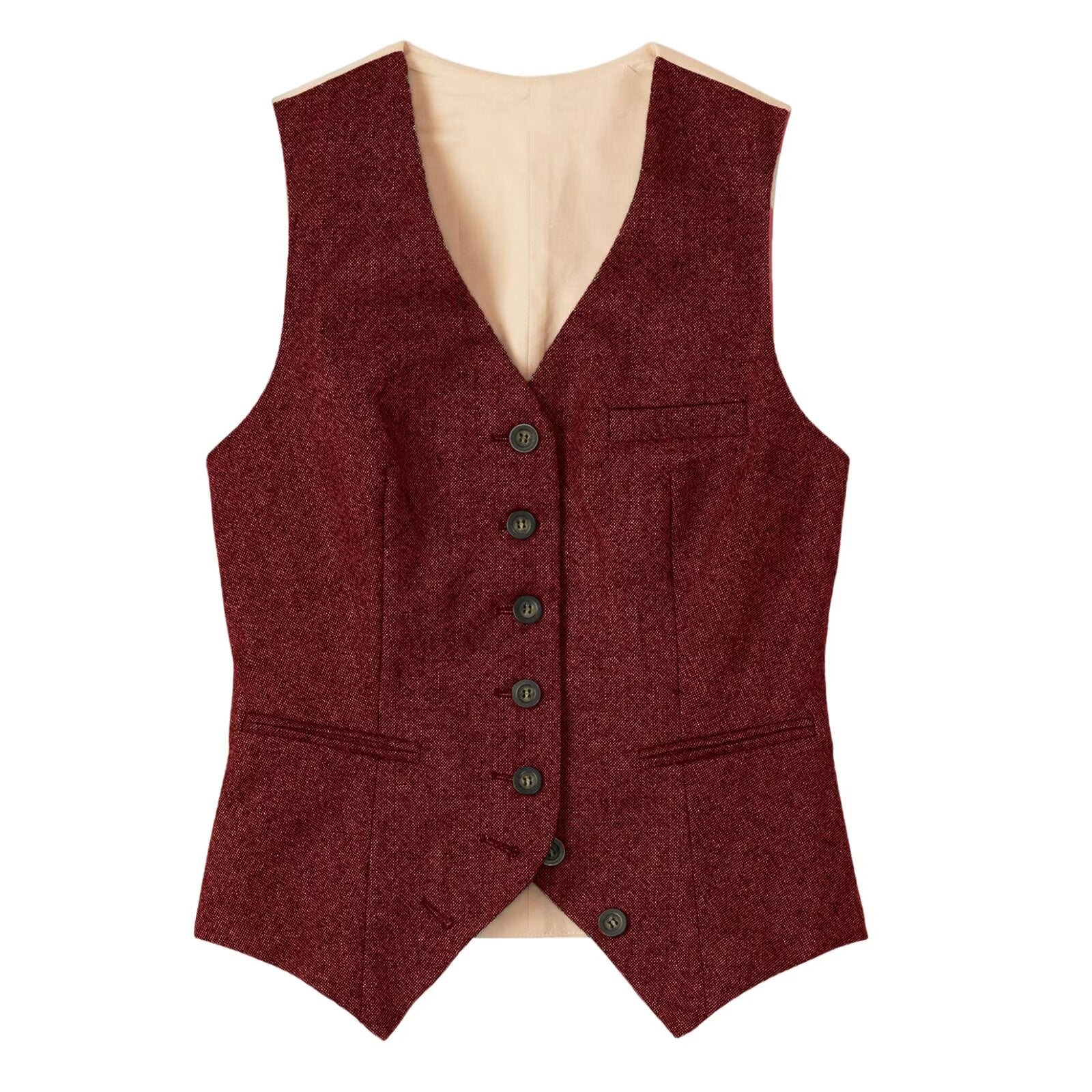 Women's red tweed vest 