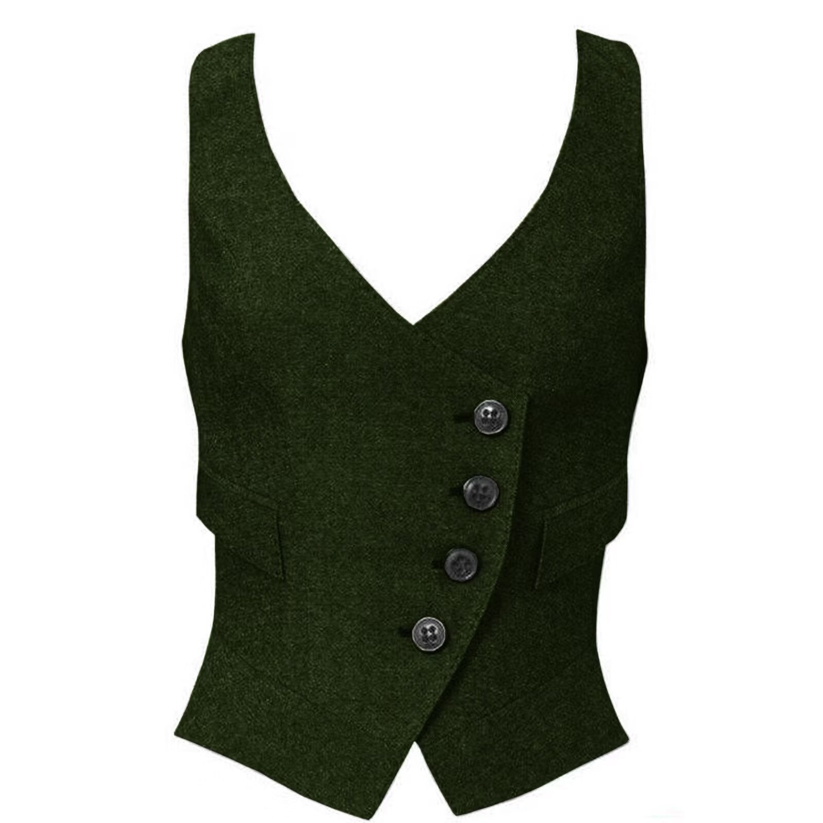 Women's green tweed vest 