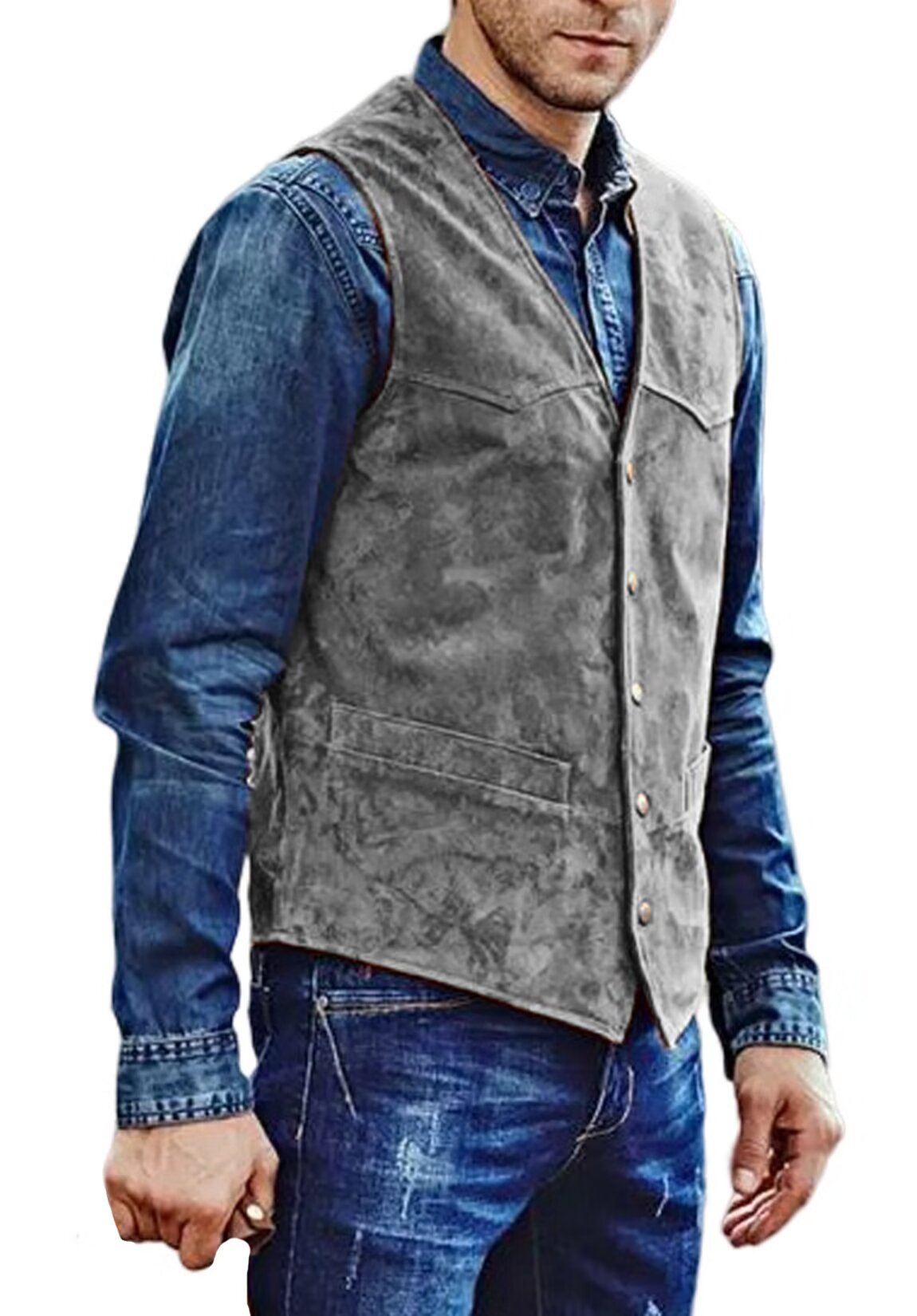 Men's khaki suede vest 