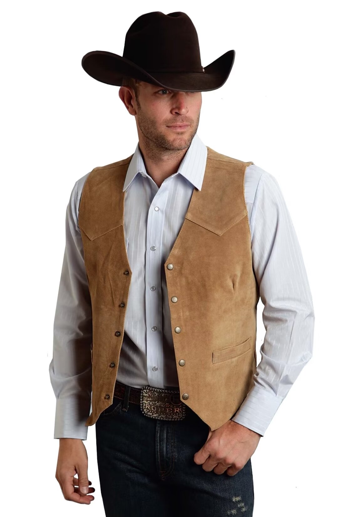 Men's khaki suede vest 