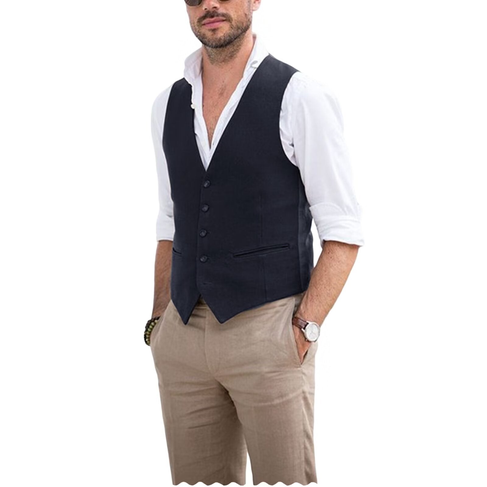 Men's navy suede vest 