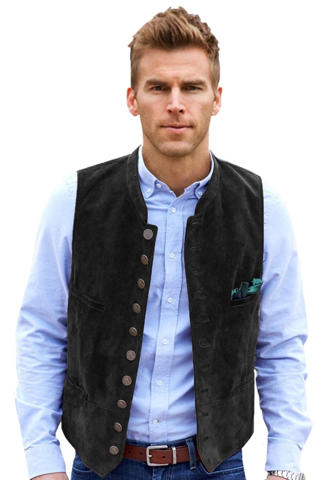 Men's black suede vest 