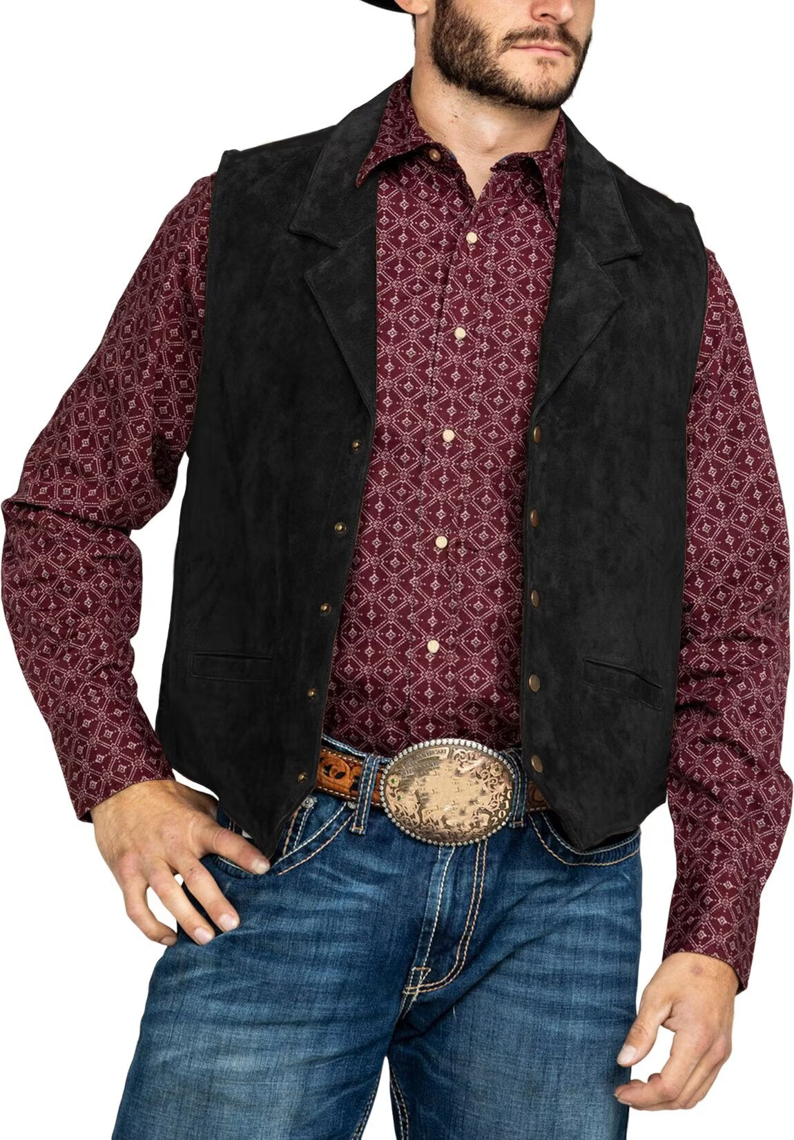 Men's black suede vest 