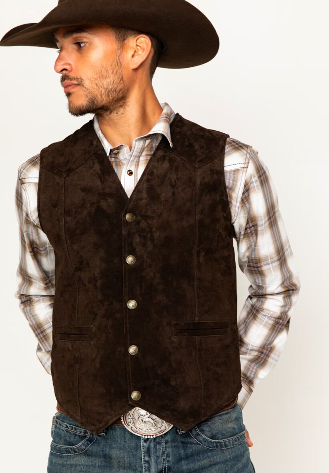 Men's navy suede vest 