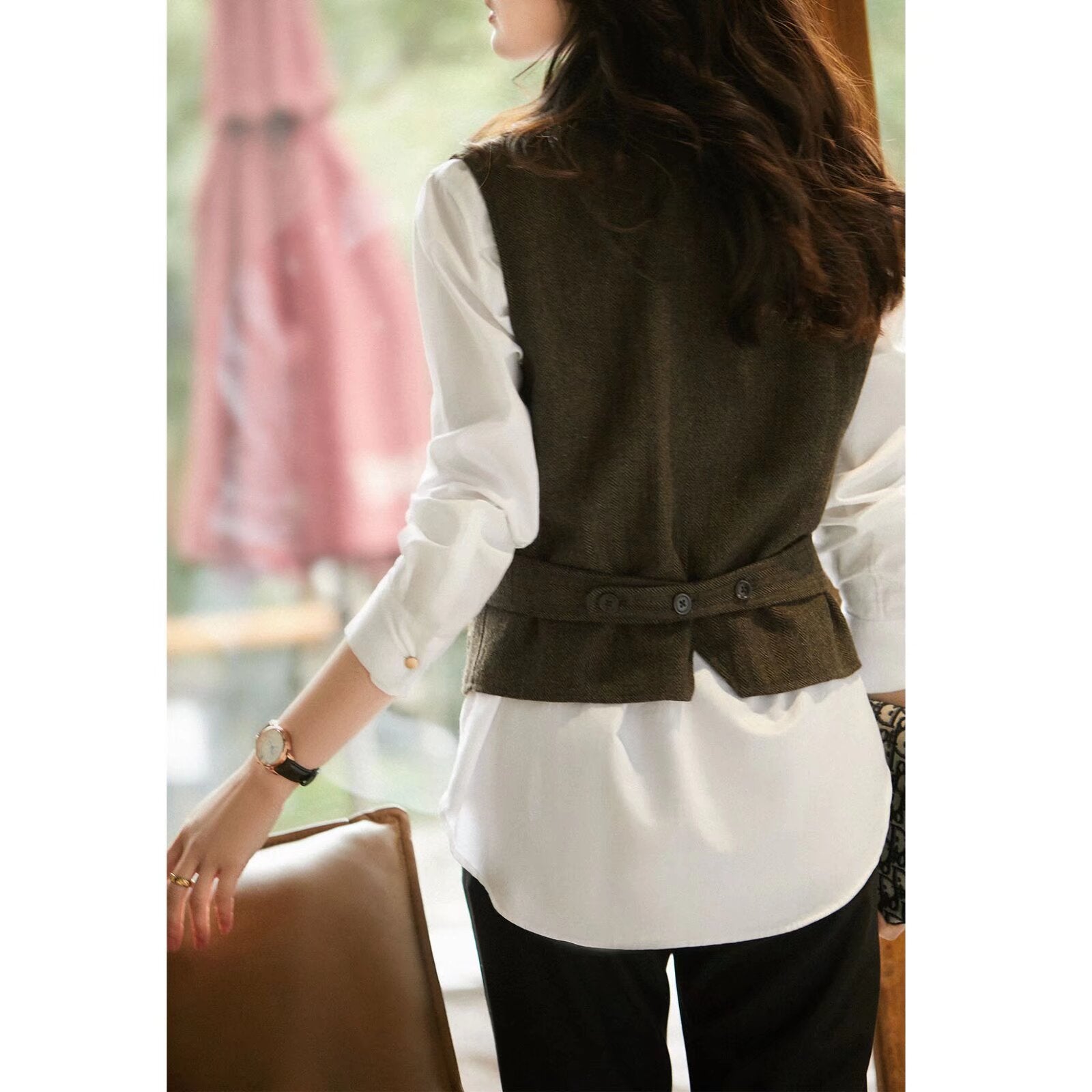 Women's blue tweed vest 