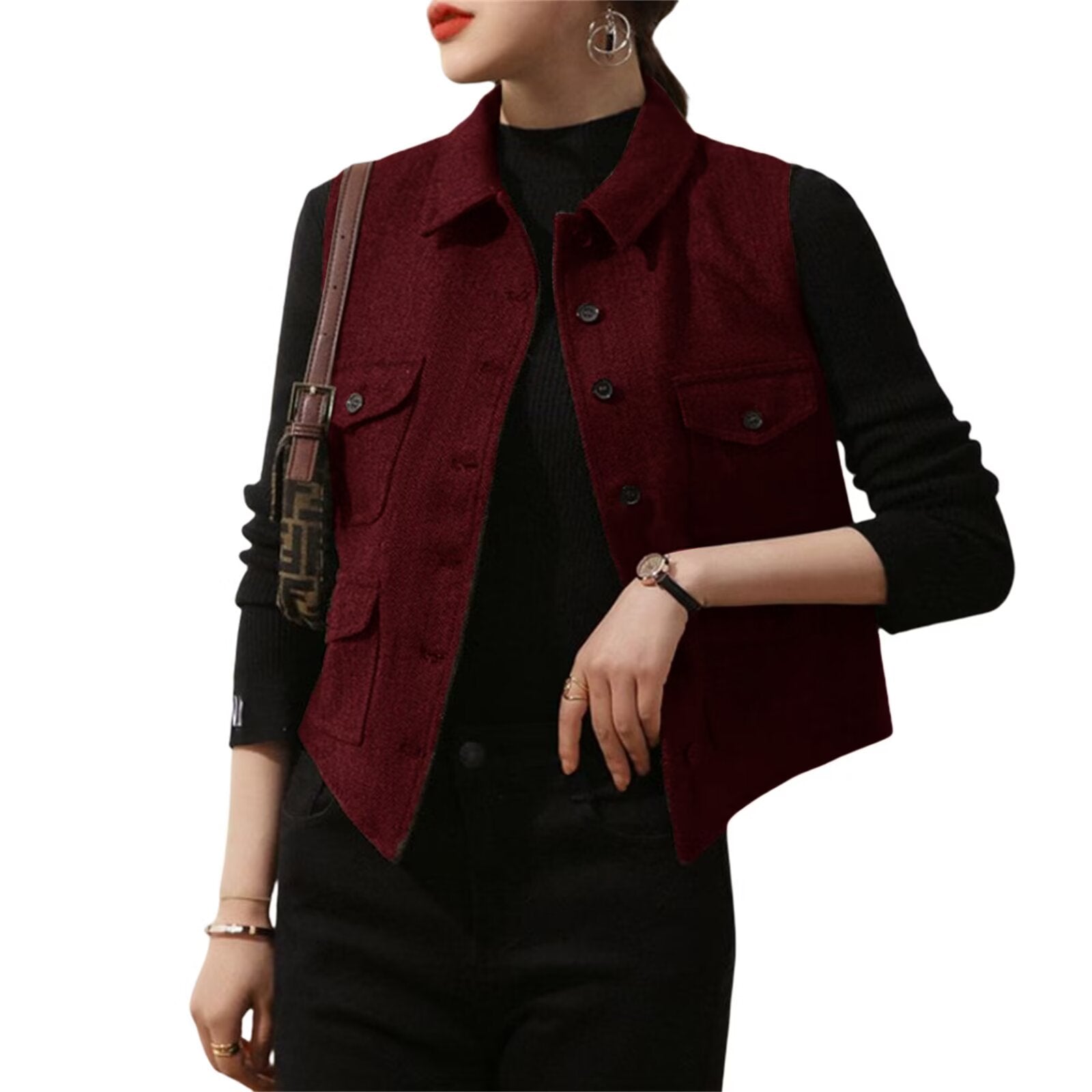 Women's red tweed vest 