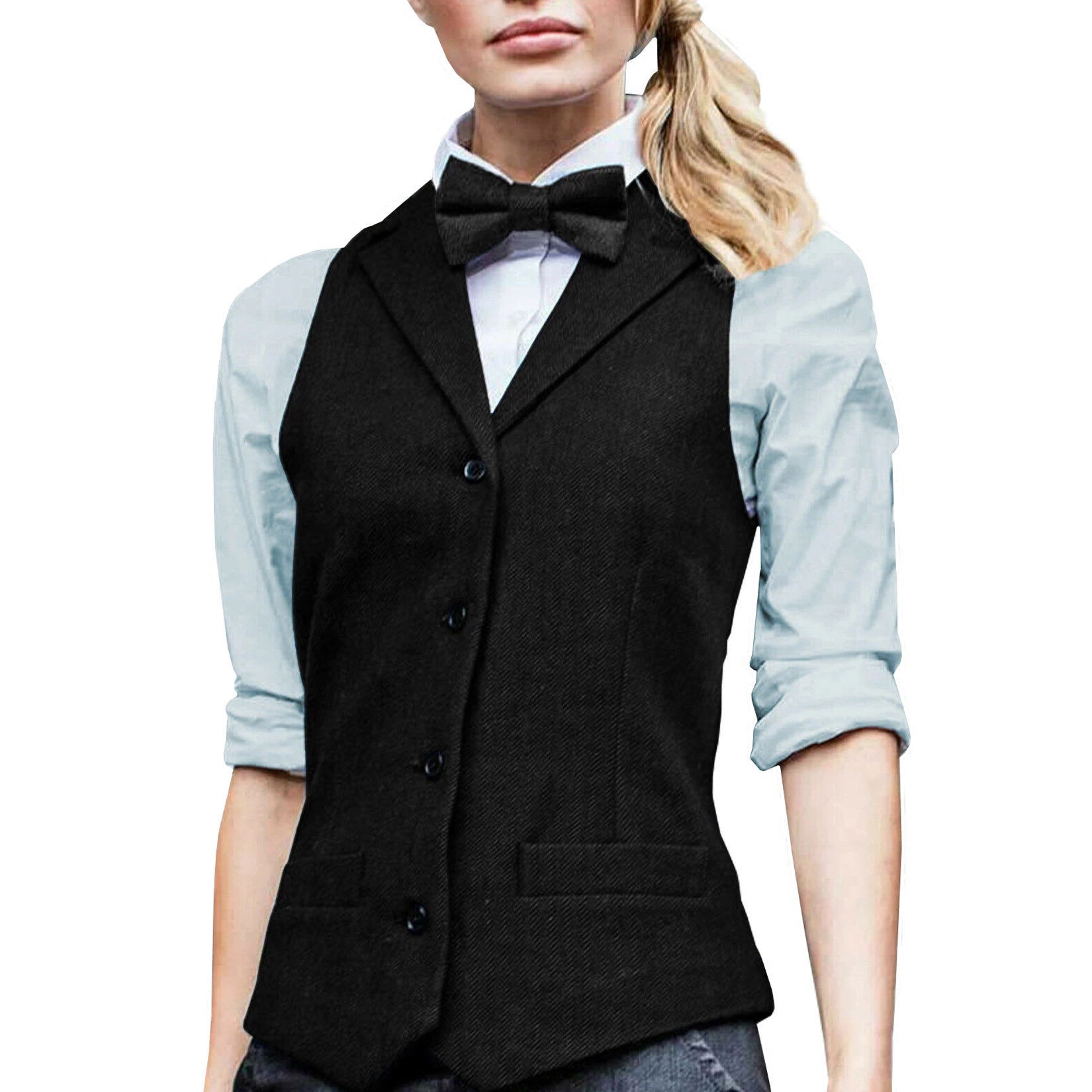 Women's black tweed vest 