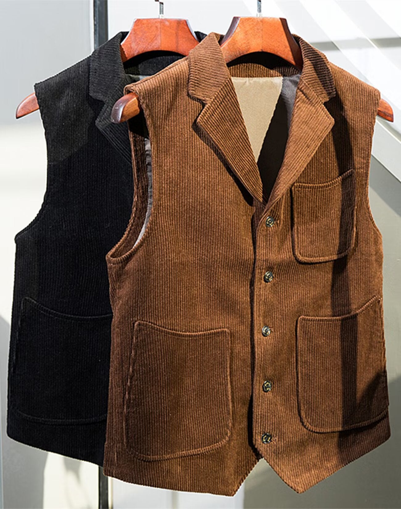 Men's navy blue corduroy vest 