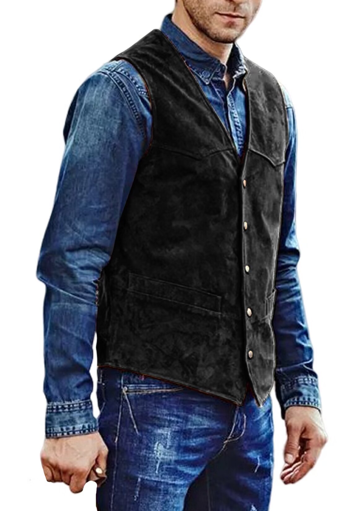 Men's black suede vest 