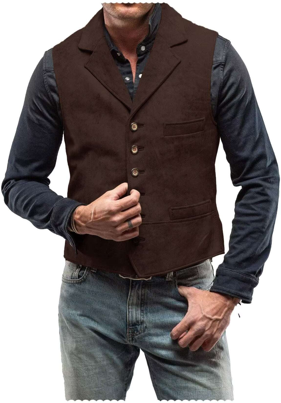 Men's brown suede vest 