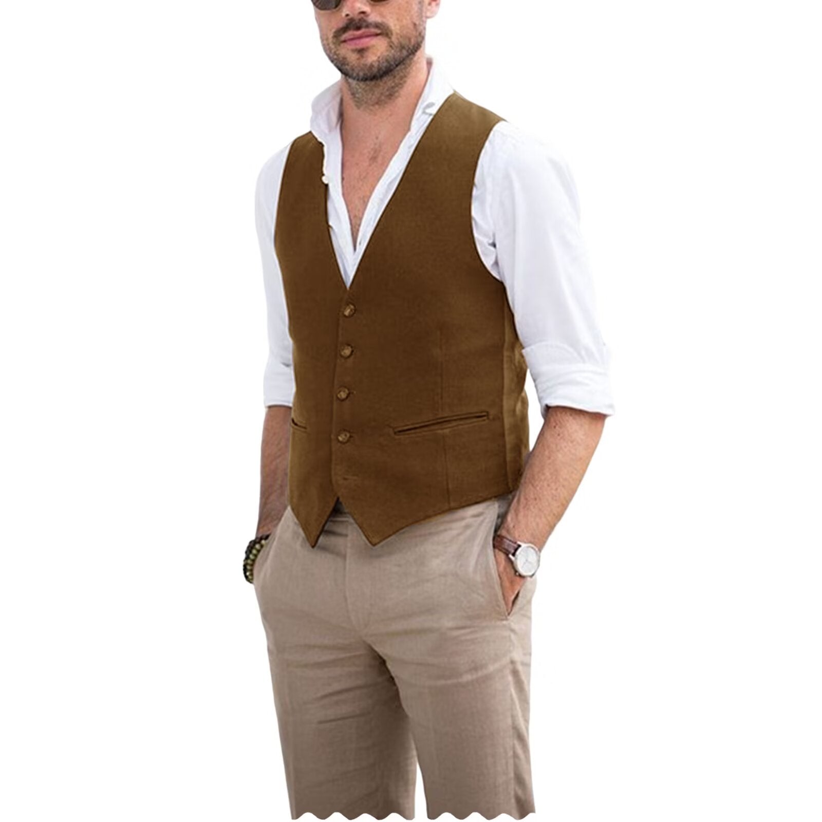 Men's khaki suede vest 