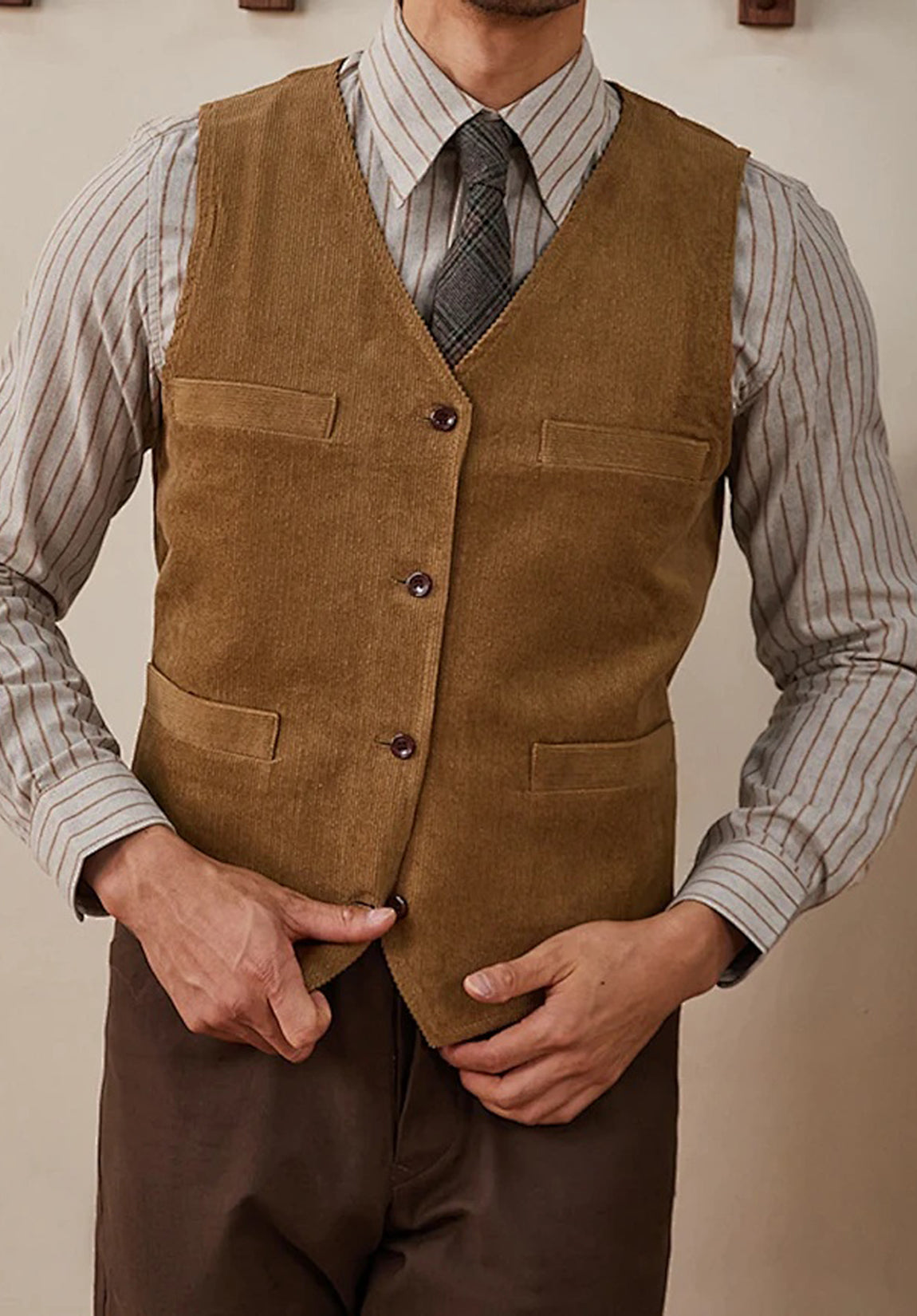Men's navy blue corduroy vest 