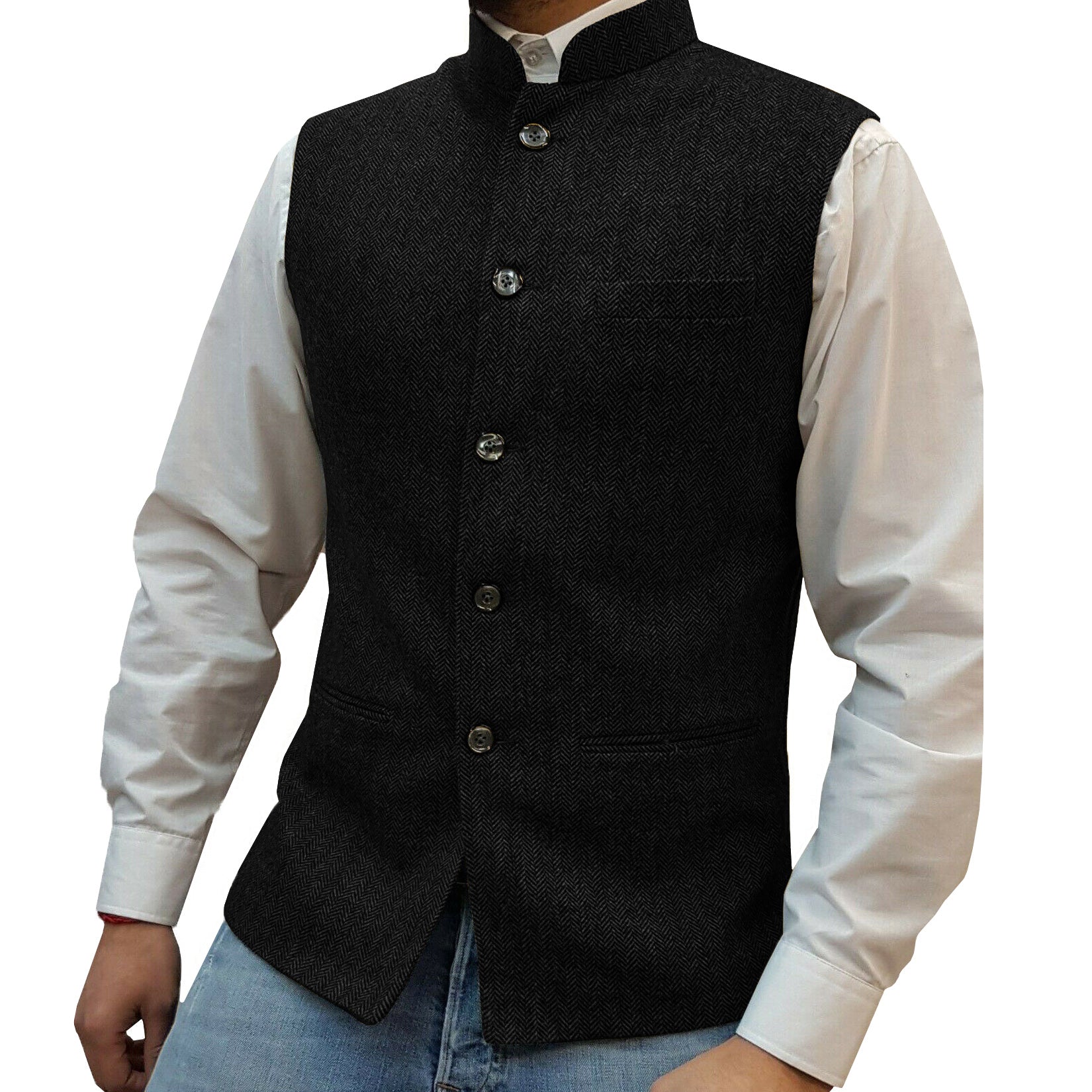 Men's black tweed vest 