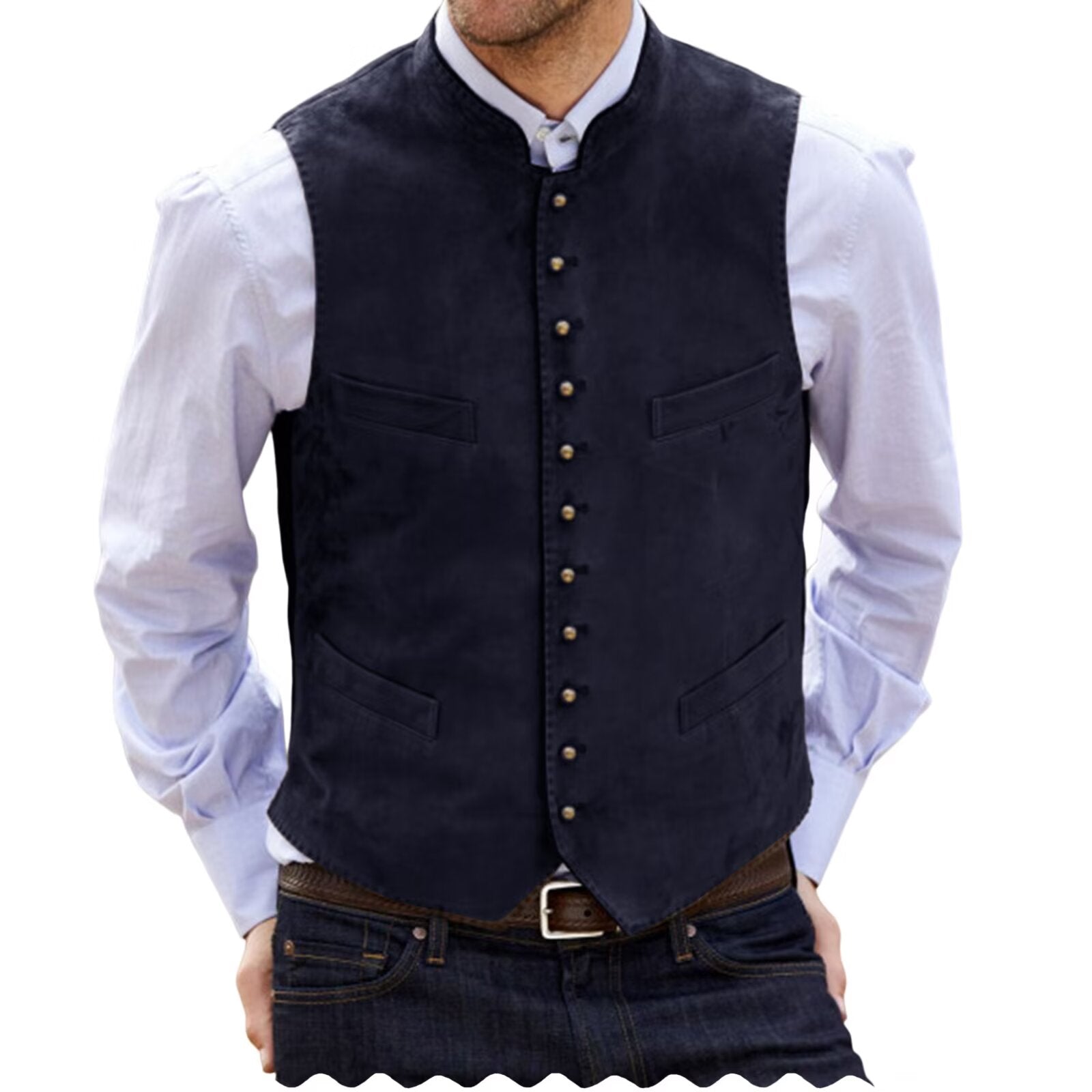 Men's navy suede vest 