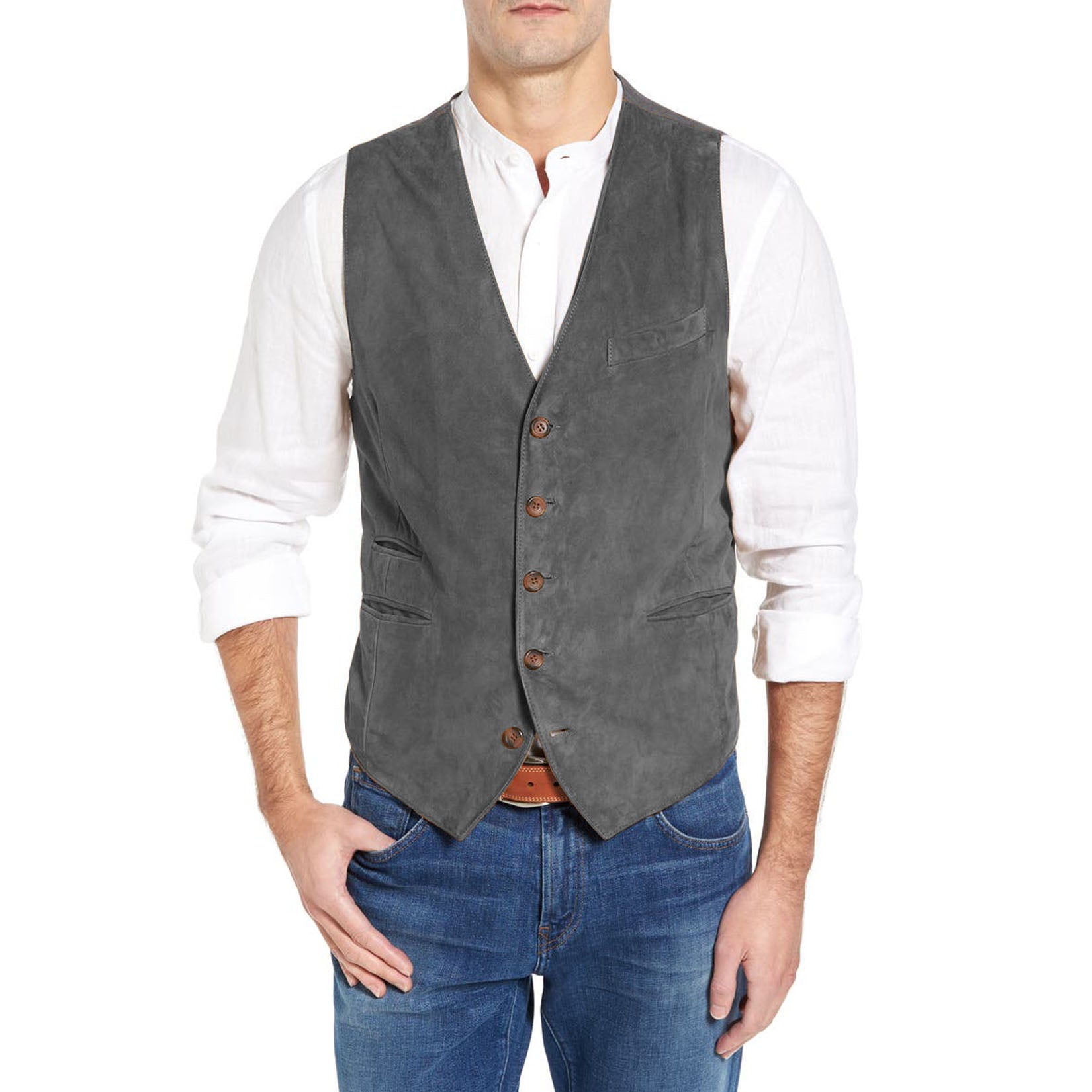 Men's gray suede vest 