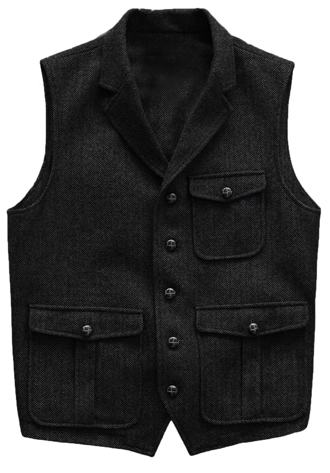 Men's black tweed vest