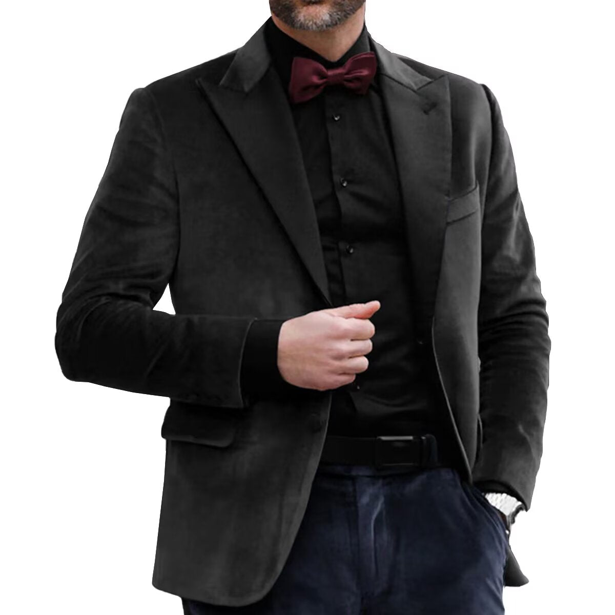 Men's black velvet jacket