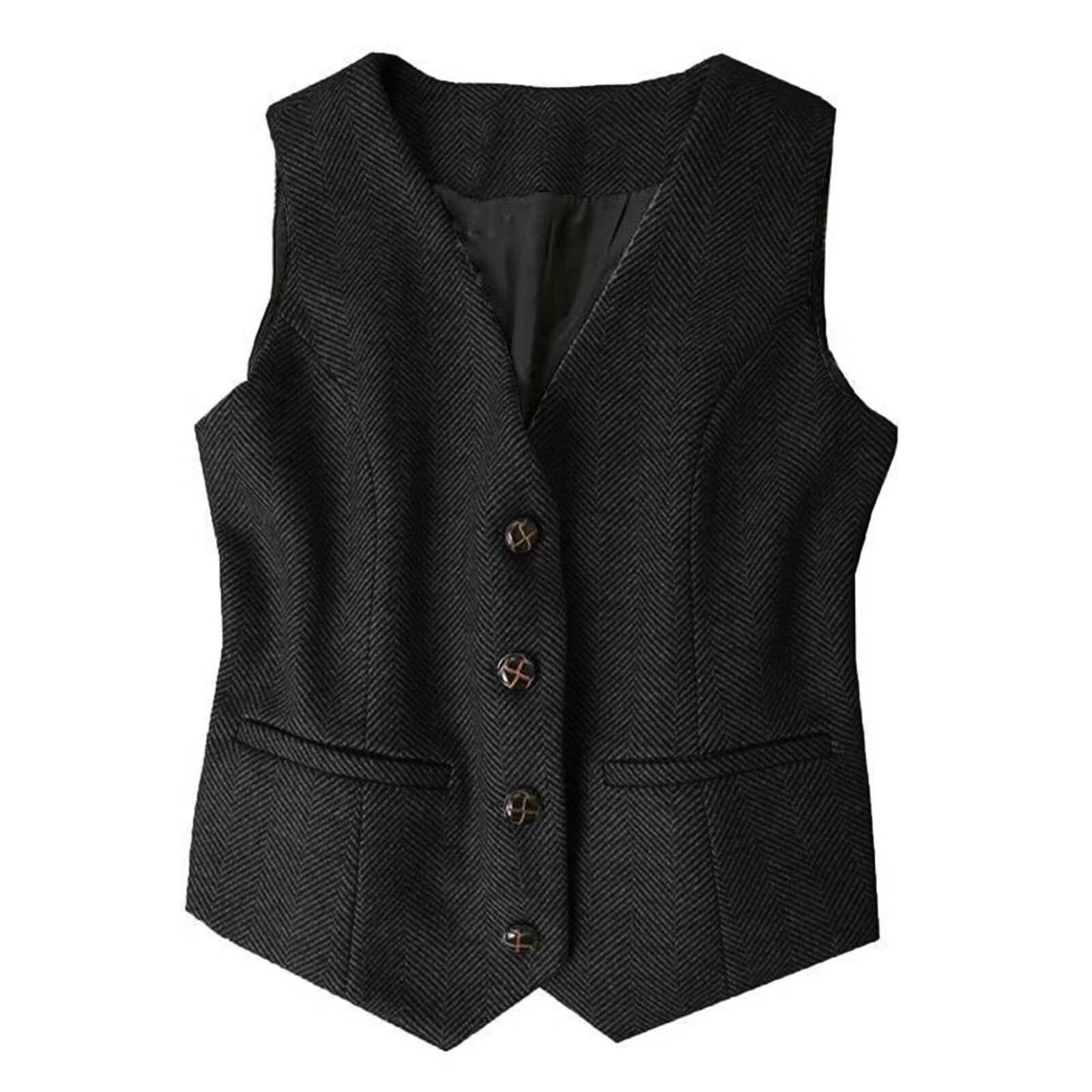 Women's black tweed vest 