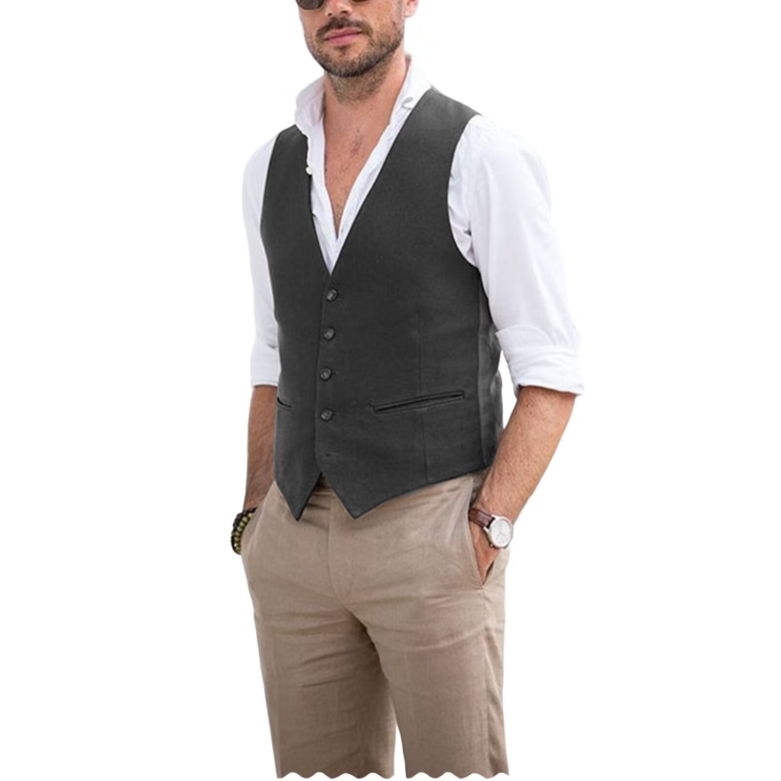 Men's dark gray suede vest 