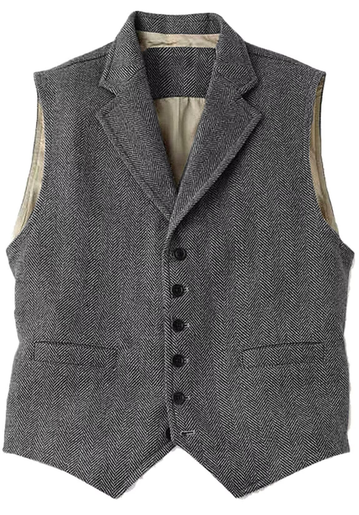 Men's gray tweed vest