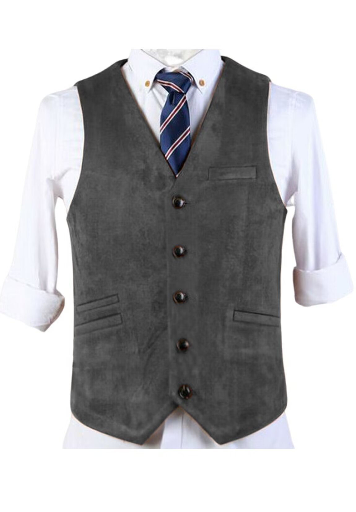 Men's dark gray suede vest 