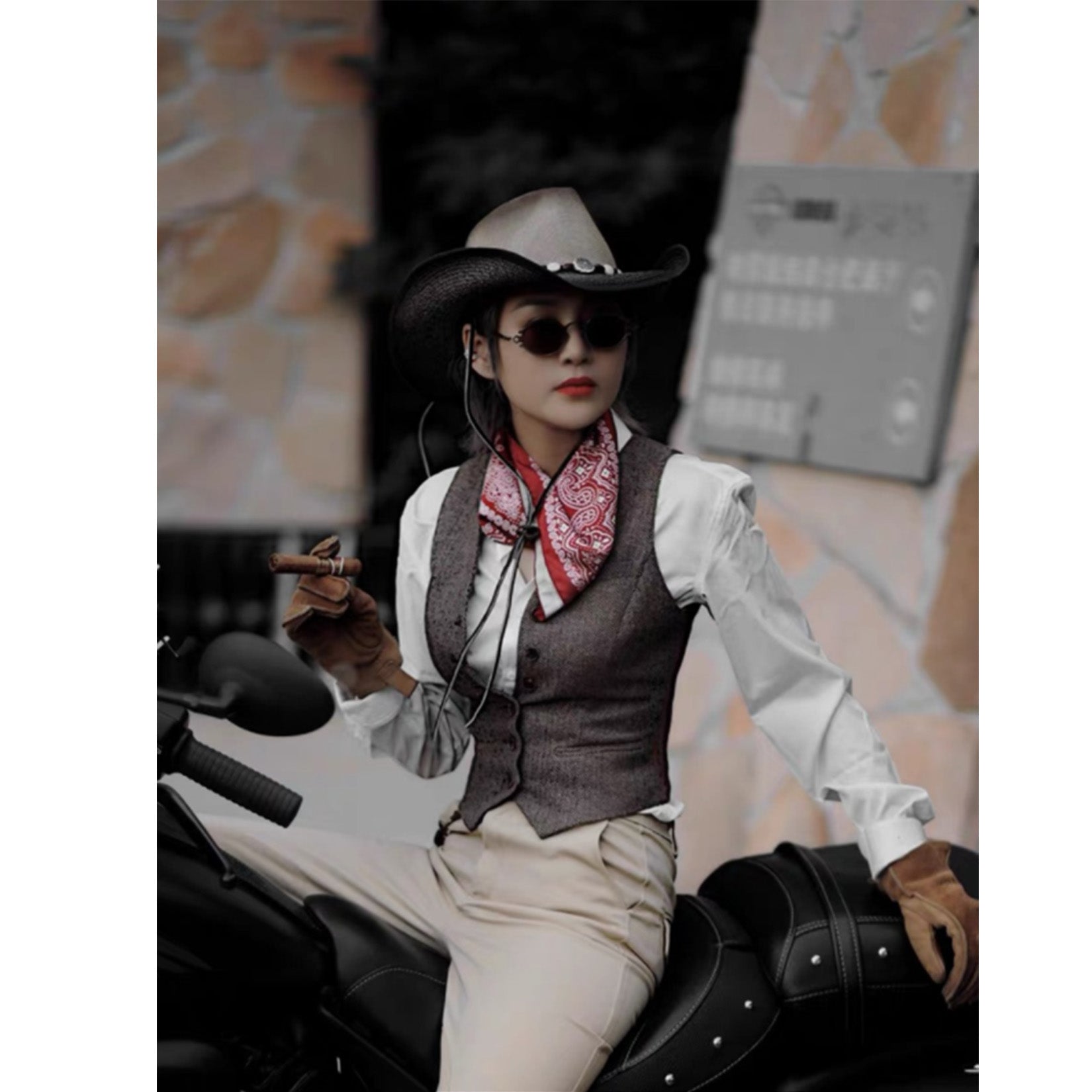 Women's navy tweed vest 