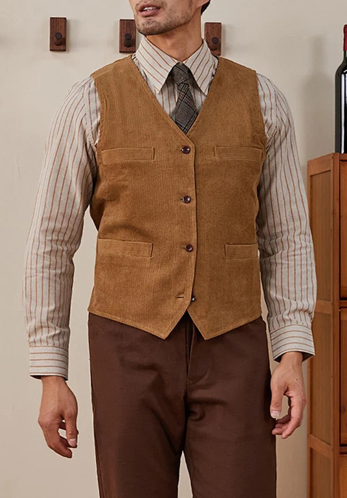 Men's navy blue corduroy vest 