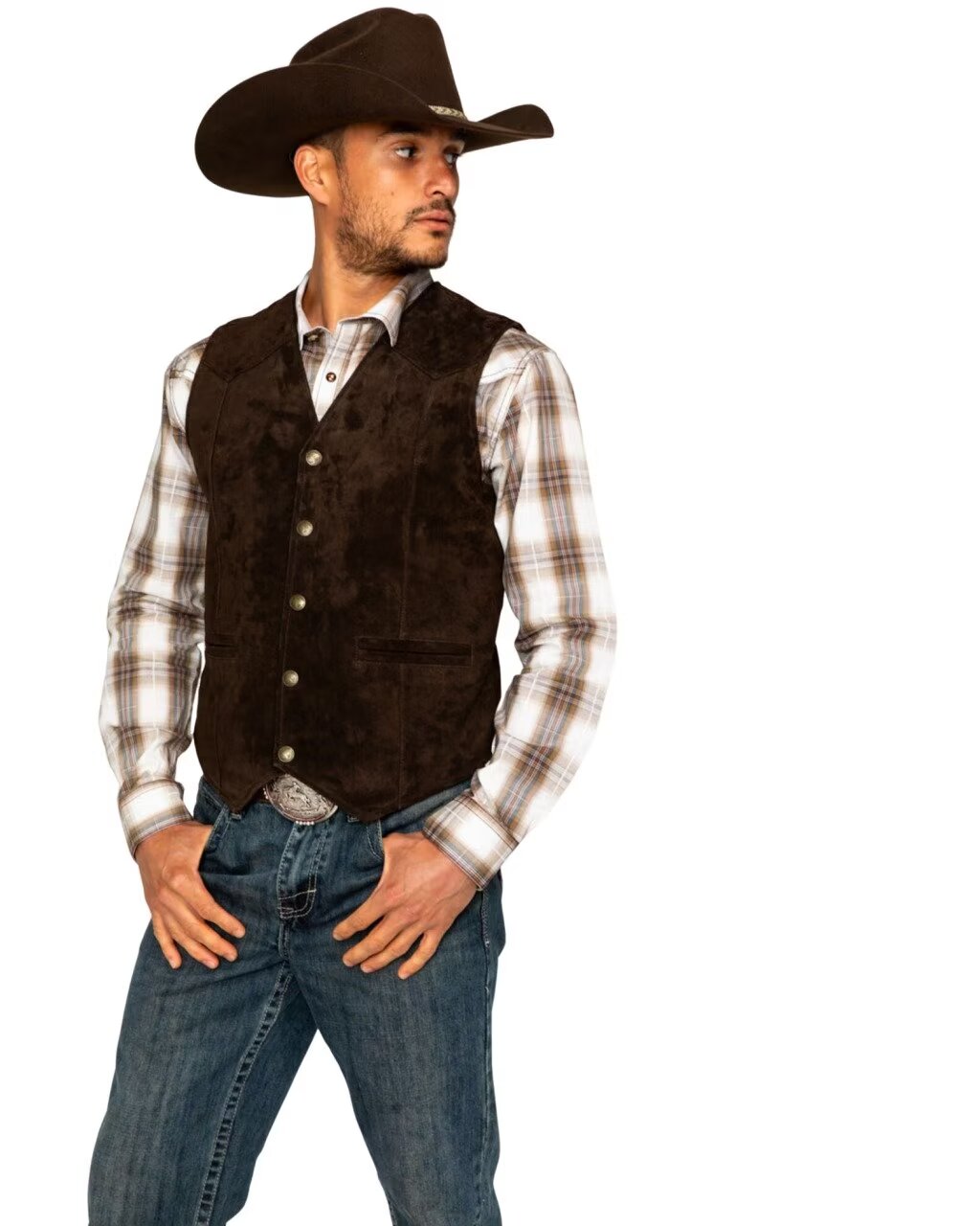 Men's navy suede vest 