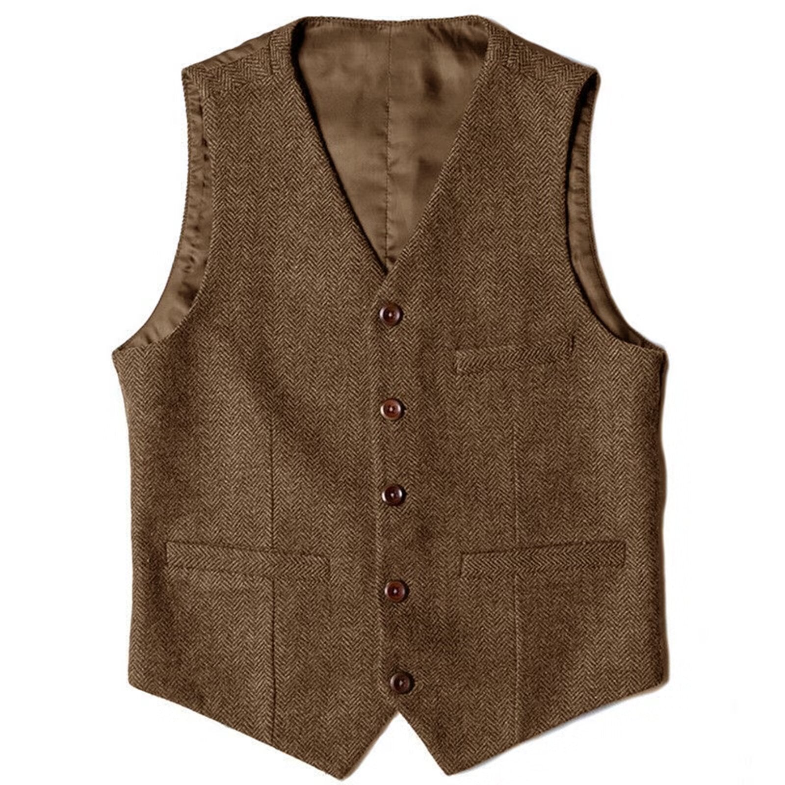 Men's khaki tweed vest