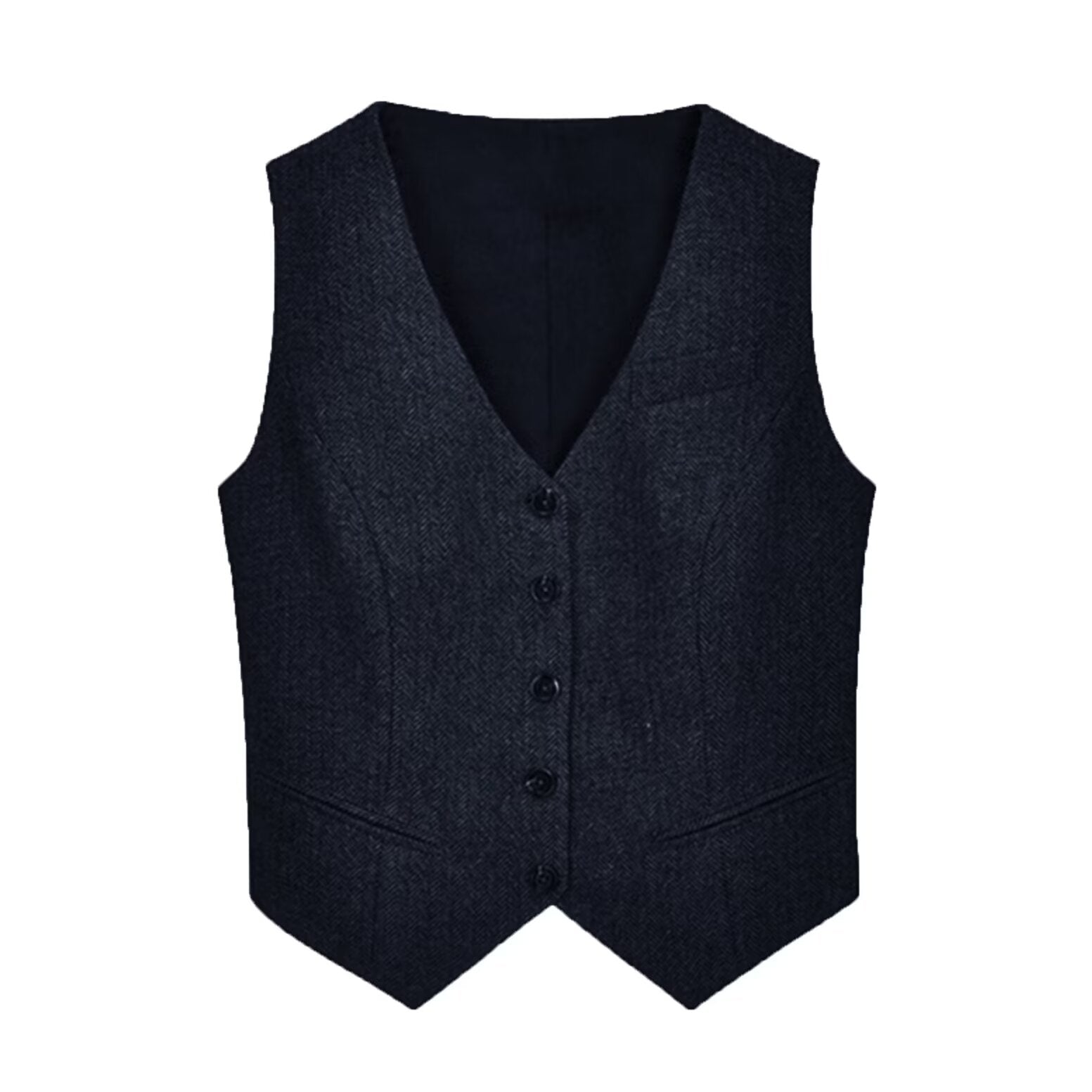 Women's navy tweed vest 