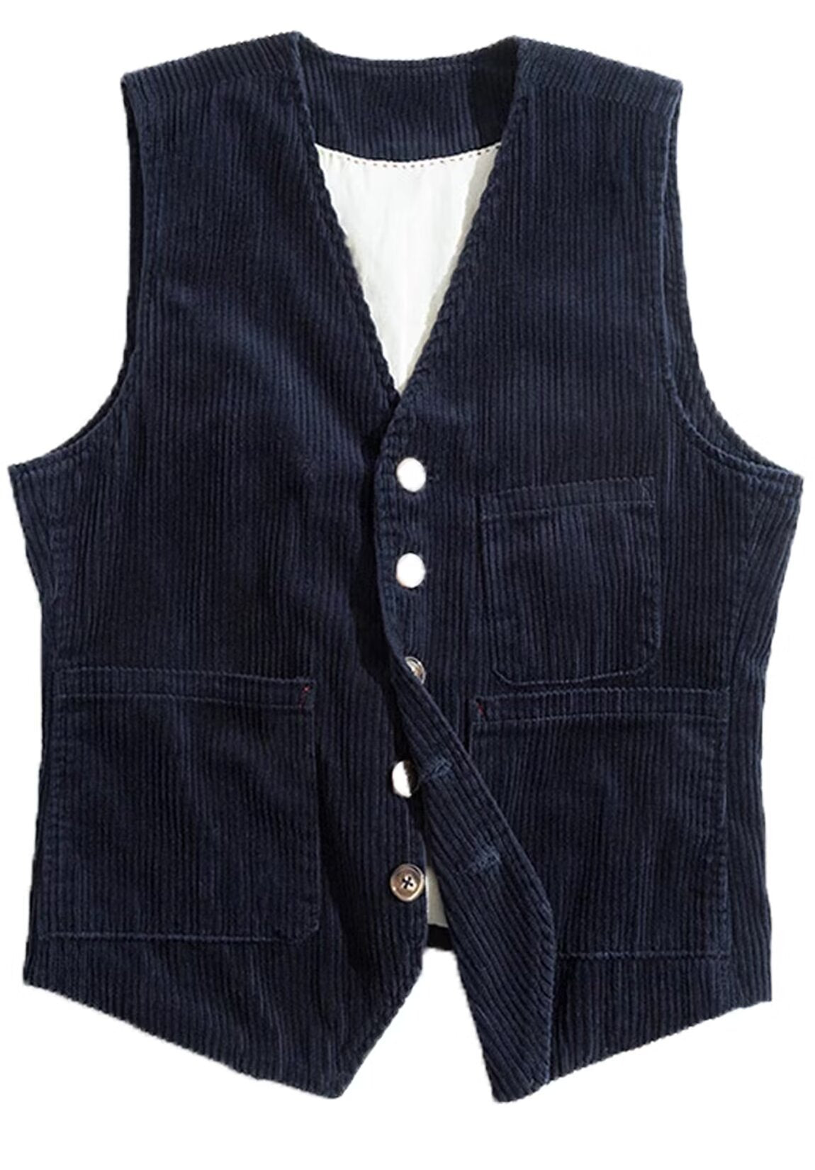Men's navy blue corduroy vest 