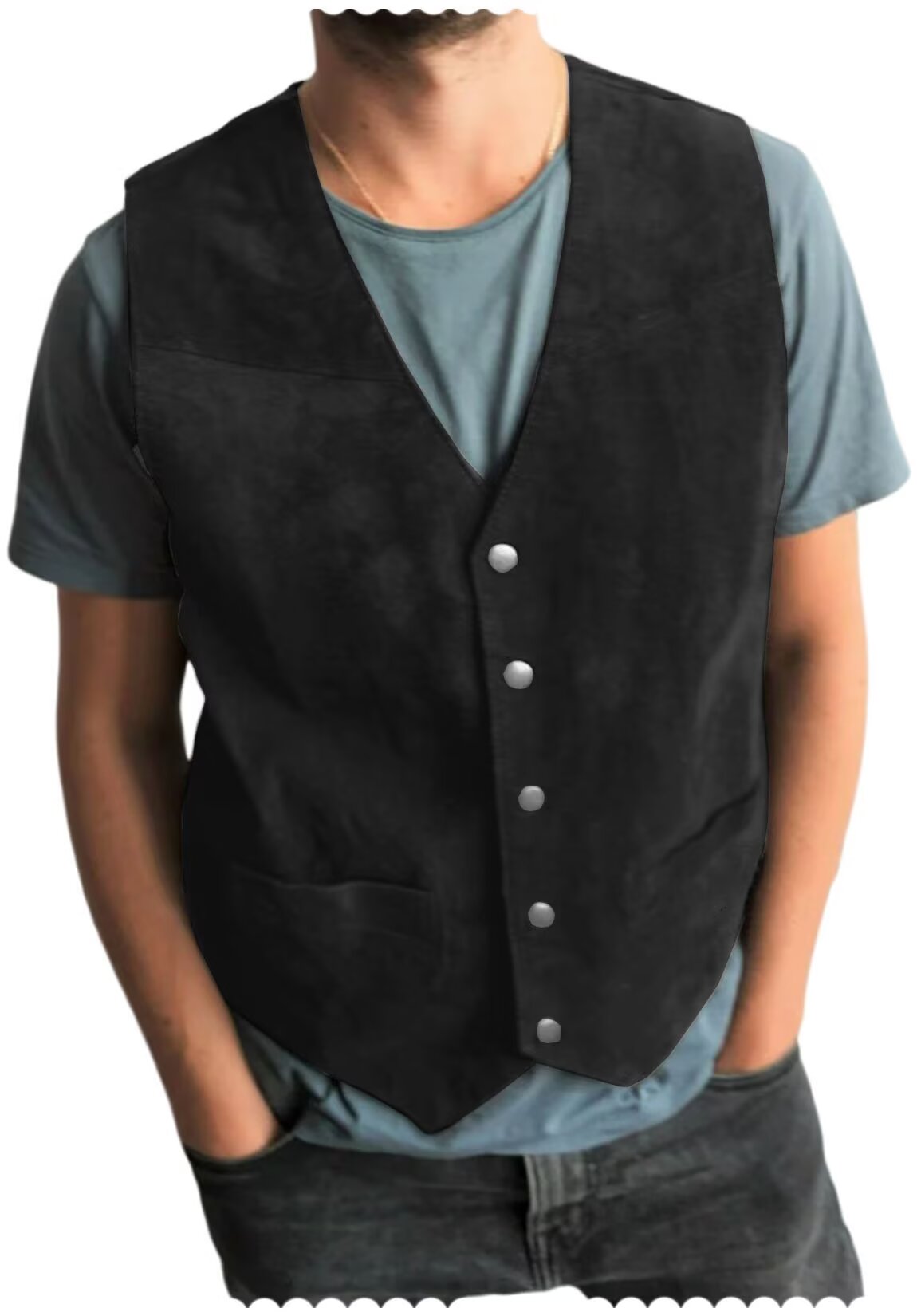 Men's black suede vest 