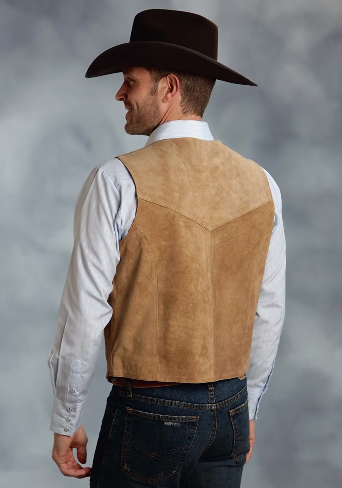 Men's dark gray suede vest 