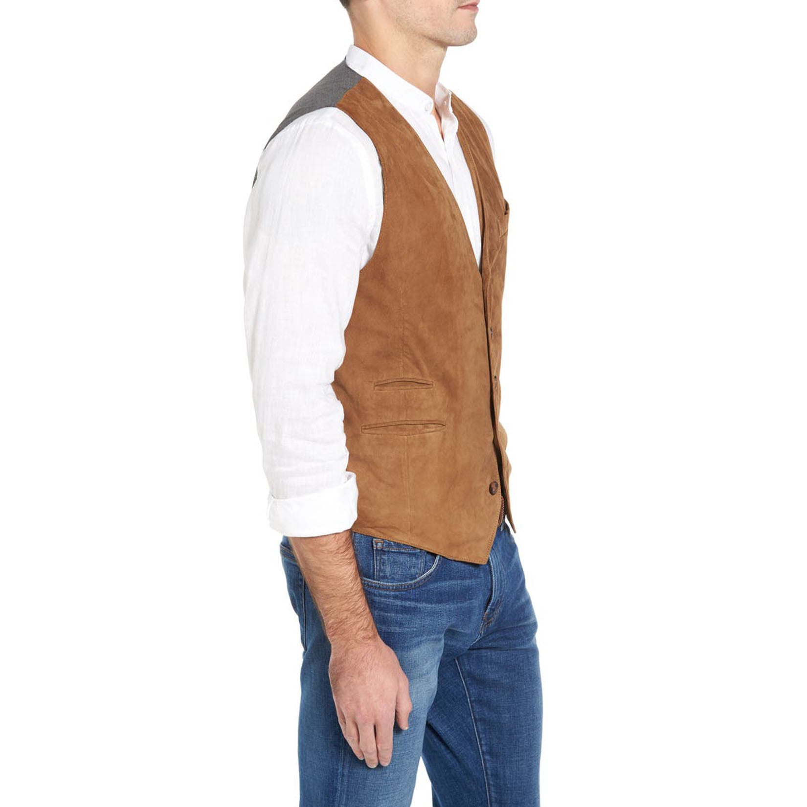 Men's khaki suede vest 