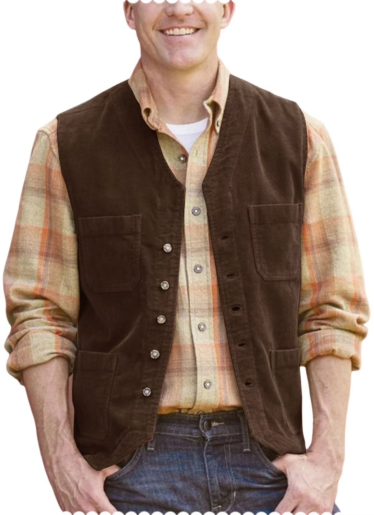 Men's brown corduroy vest 