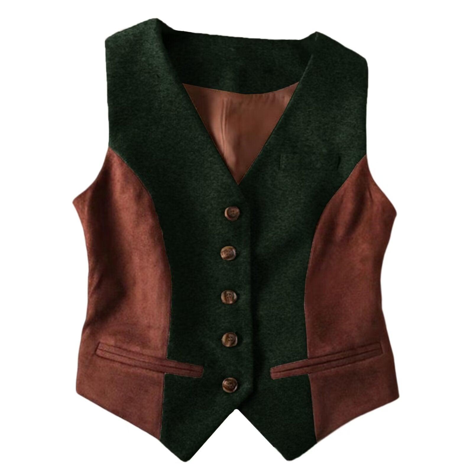 Women's green tweed vest 