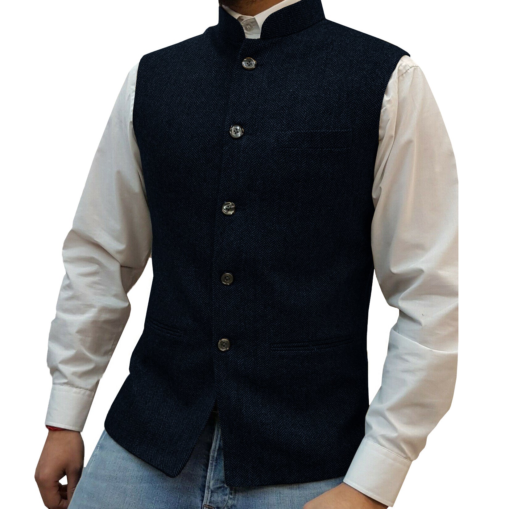 Men's navy tweed vest 