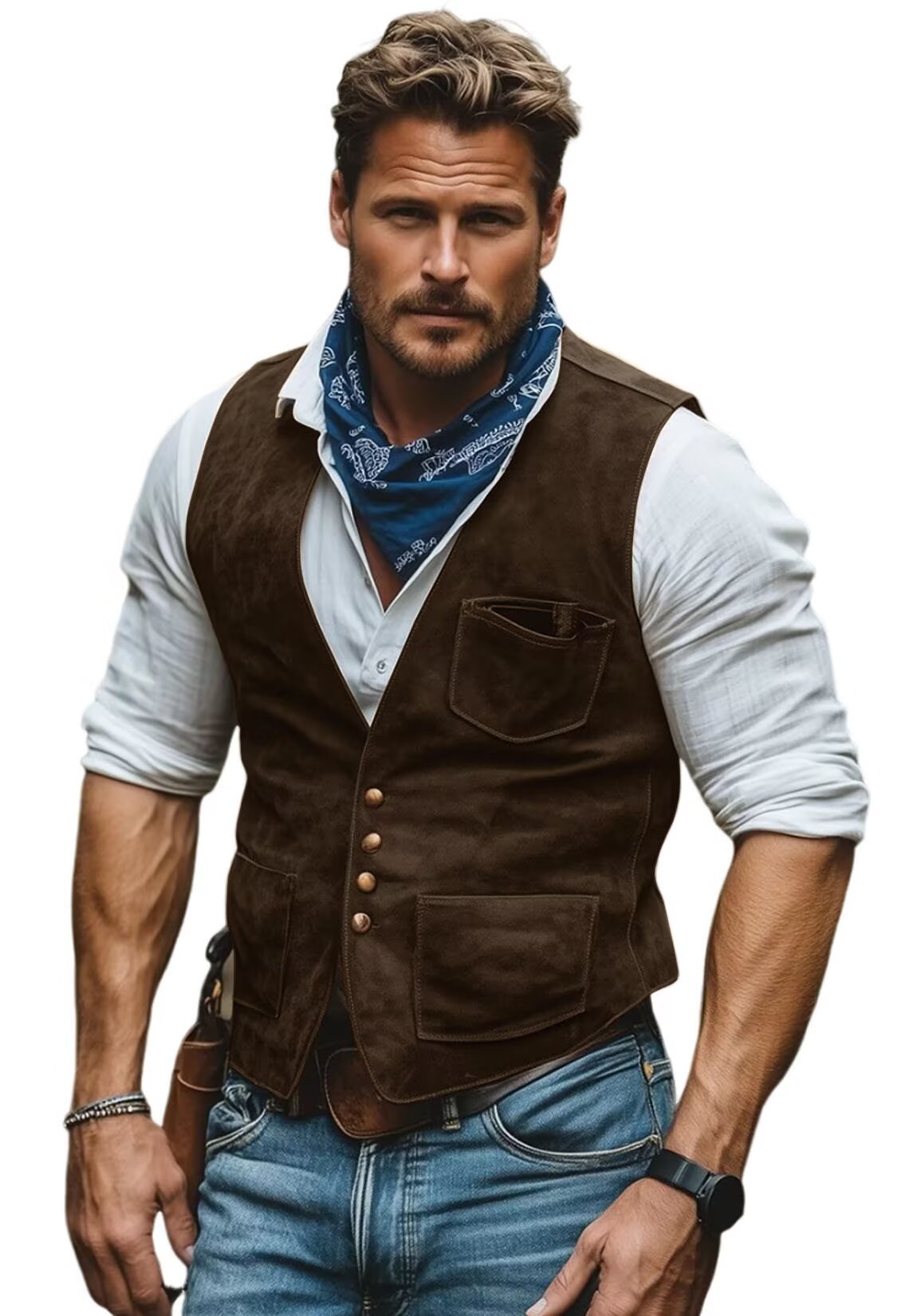 Men's brown suede vest 