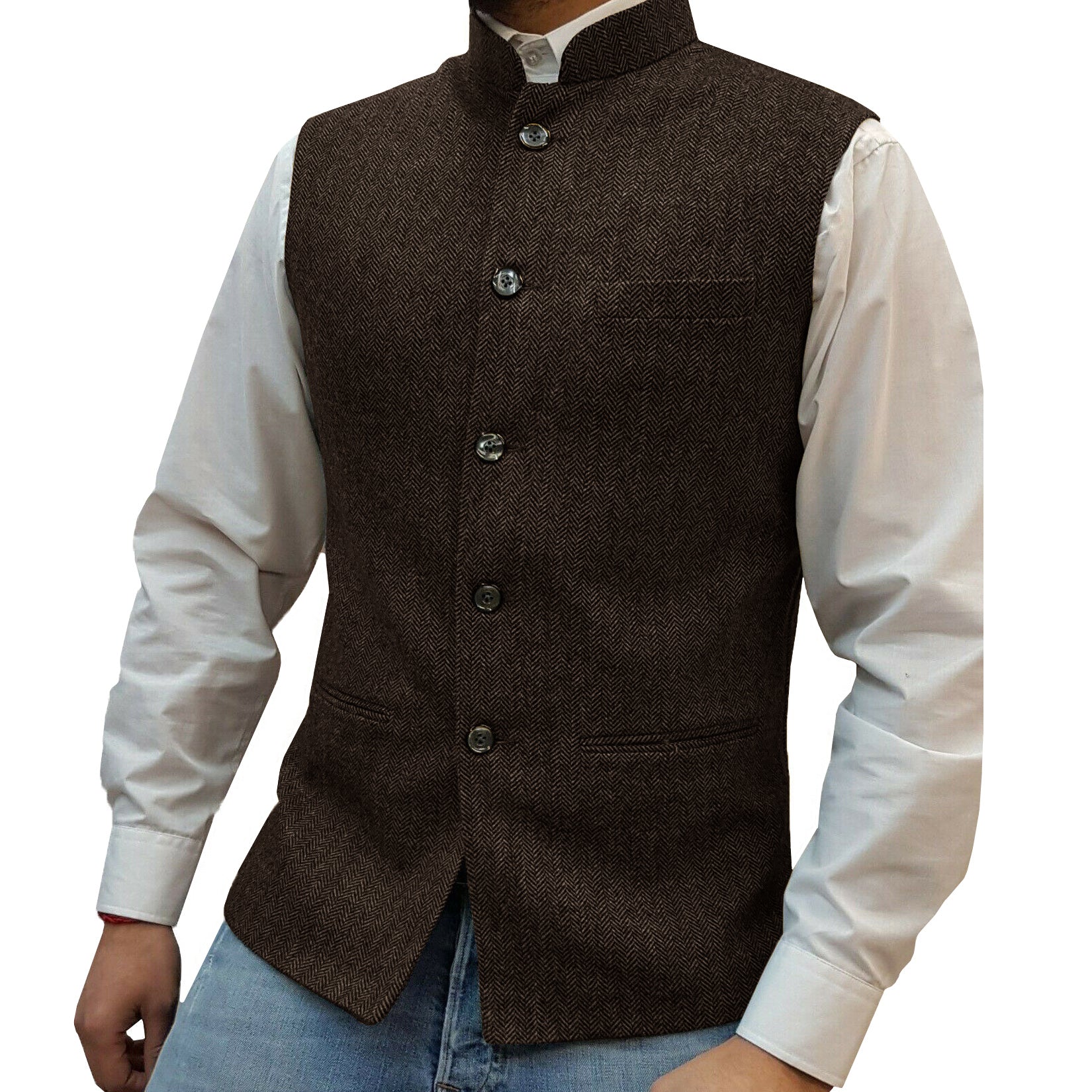 Men's brown tweed vest 