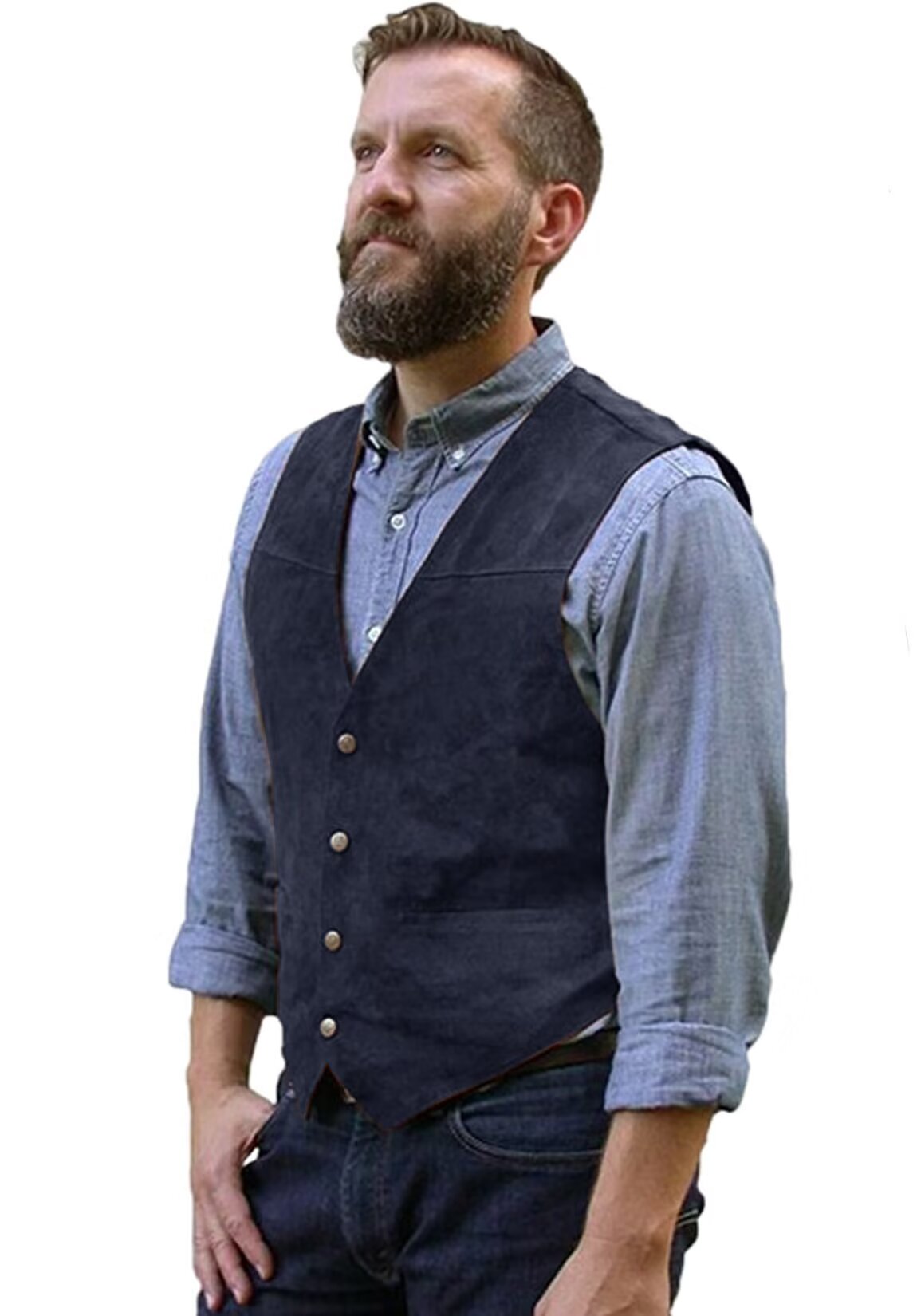 Men's navy suede vest 
